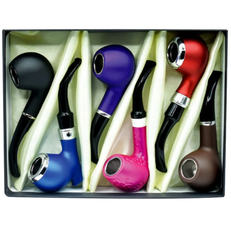 Metallic Hand Pipe Display - Assorted Colors - (6 Count Display)