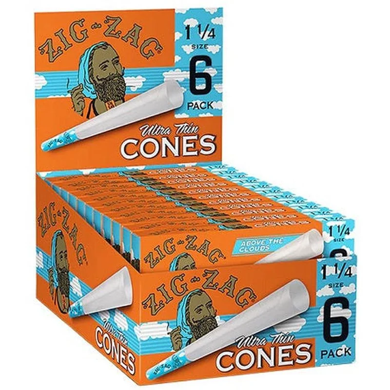 Zig-Zag 1 1/4 Ultra Thin Colored Tips Cones 6 Per Pack- Above The Clouds - (24 Count Per Cones Display)