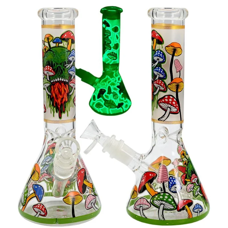 10" Glow In The Dark Mushroom Water Pipe - Color & Design May Vary - (1 Count)