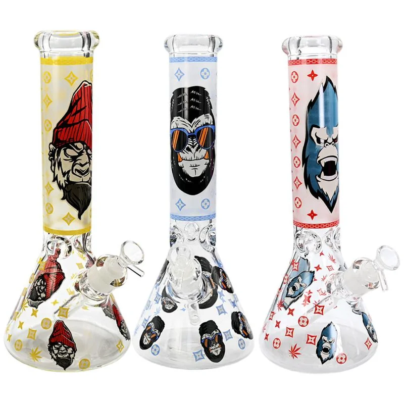 14" Glow in the Dark Gorilla Sticker Water Pipe - Design And Color May Vary - (1 Count)