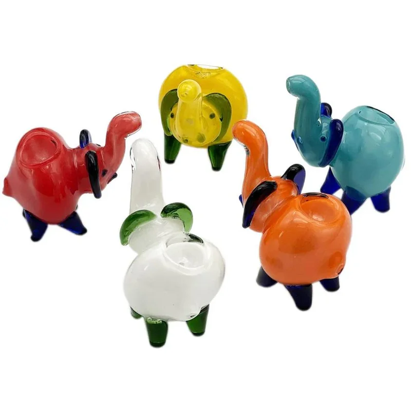 3.5" Assorted Color Tiny Elephant Hand Pipe - Design And Color May Vary - (1 Count)