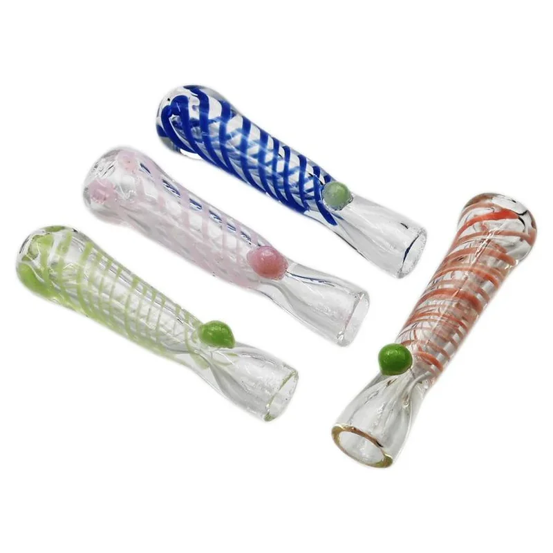3.5" Milky Color Swirl Thick Chillum - Design And Color May Vary - (1 Count)