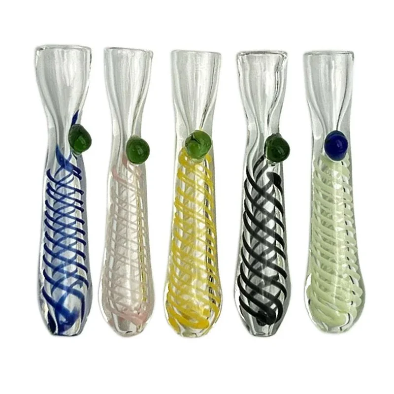 3" Milky Color Swirl Knocker on Head Chillum - Design And Color May Vary - (1 Count)