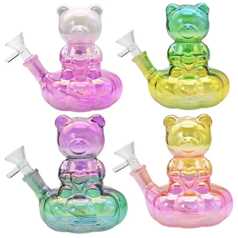 4.5" Sitting Baby Bear Color Gradient Water Pipe - Color May Vary - (1 Count)