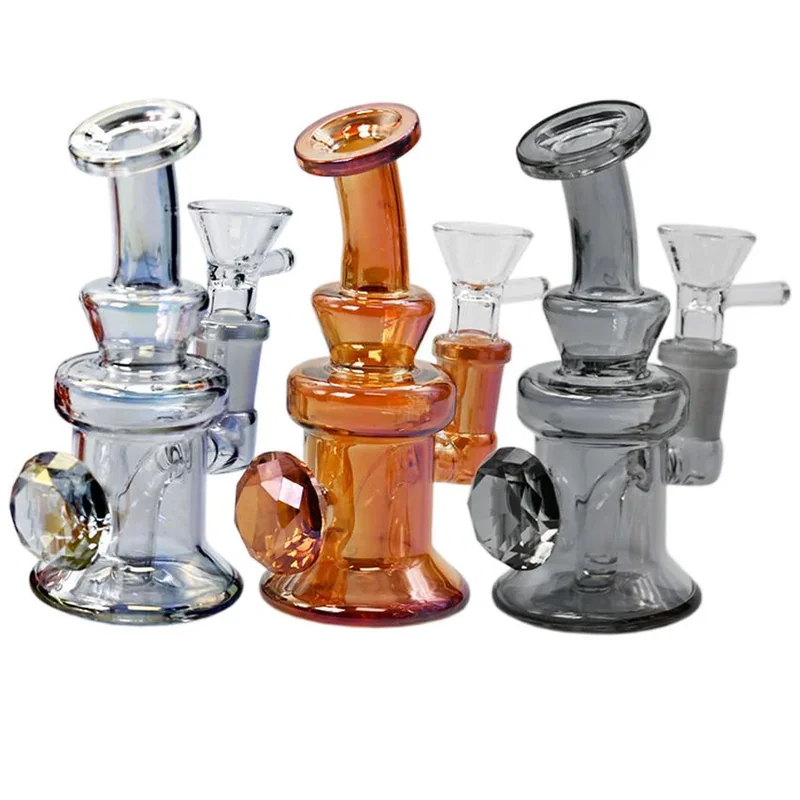 6" Diamond at Side Electro Rig Water Pipe - Colors May Vary - (1 Count)