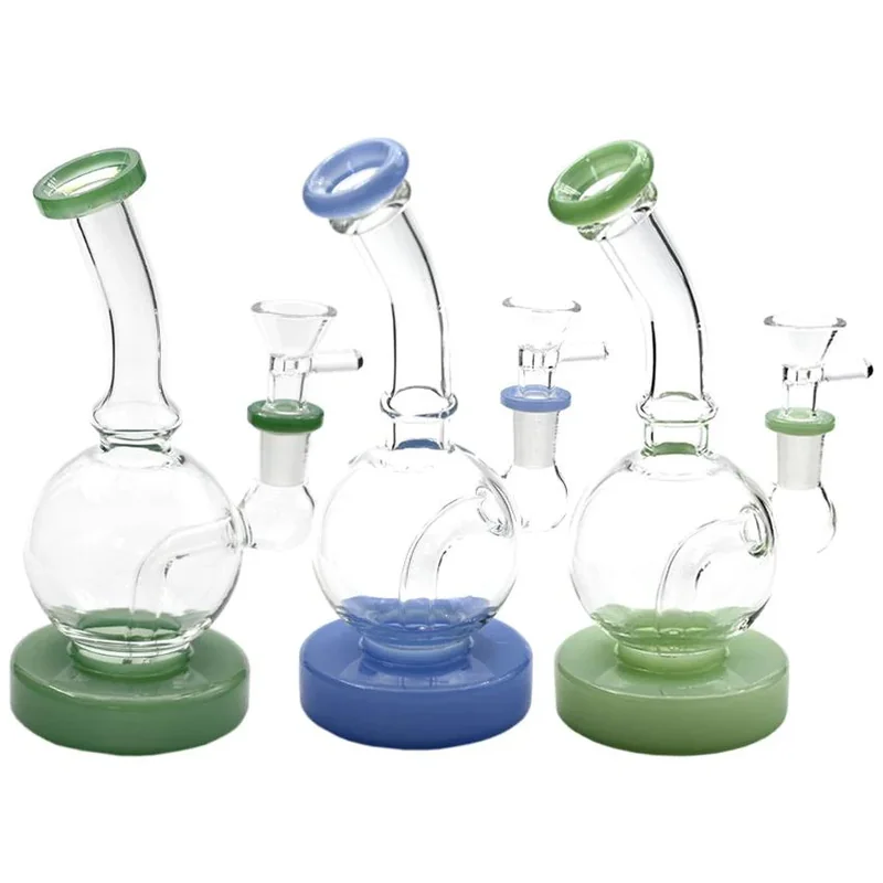 6" Milky Perc Thick Base And Ball Water Pipe - Design And Color May Vary - (1 Count)