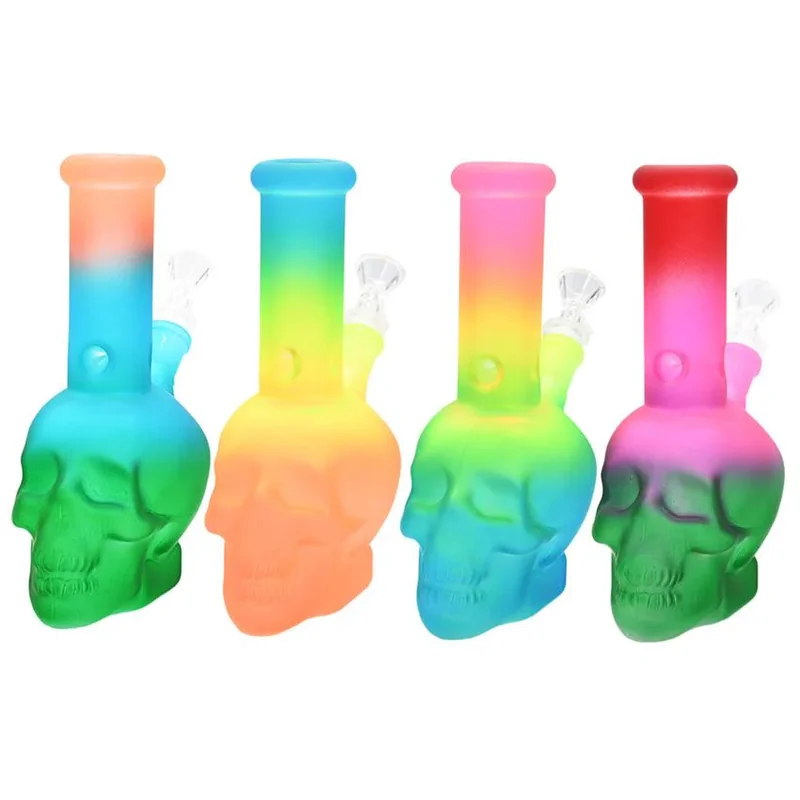 8" Color Gradient Skull Water Pipe - Color & Design May Vary - (1 Count)