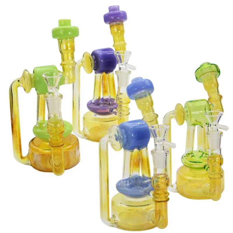 8" Hand Made Triple Legs Recycler Water Pipe - Design And Color May Vary - (1 Count)