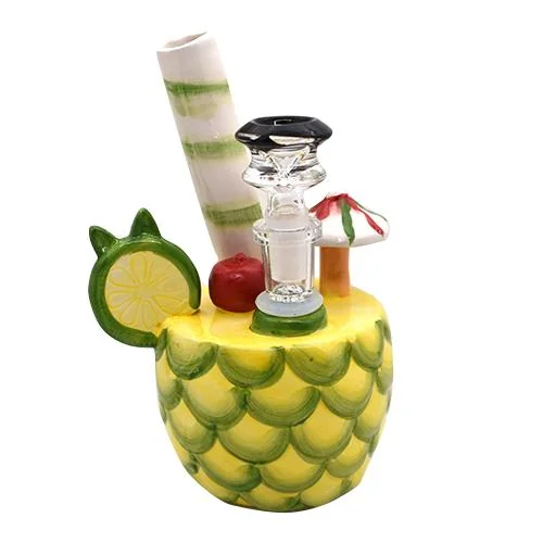 7” Pineapple Fancy Drink Ceramic Water Pipe - Color May Vary - (1 Count)