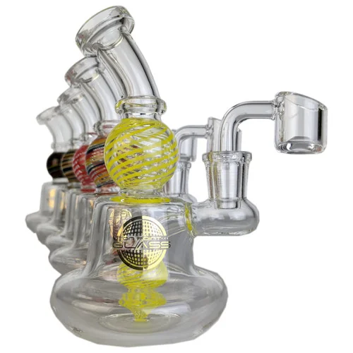 On Point Glass - 6" Color Swirl Ball Mini Rig Water Pipe - with 14M Banger (MSRP $80.00)