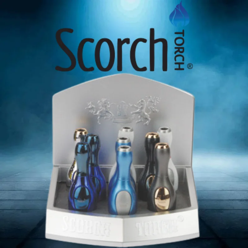 SCORCH TORCH SINGLE FLAME BOWLING PIN TORCH DISPLAY OF 9 ST-27
