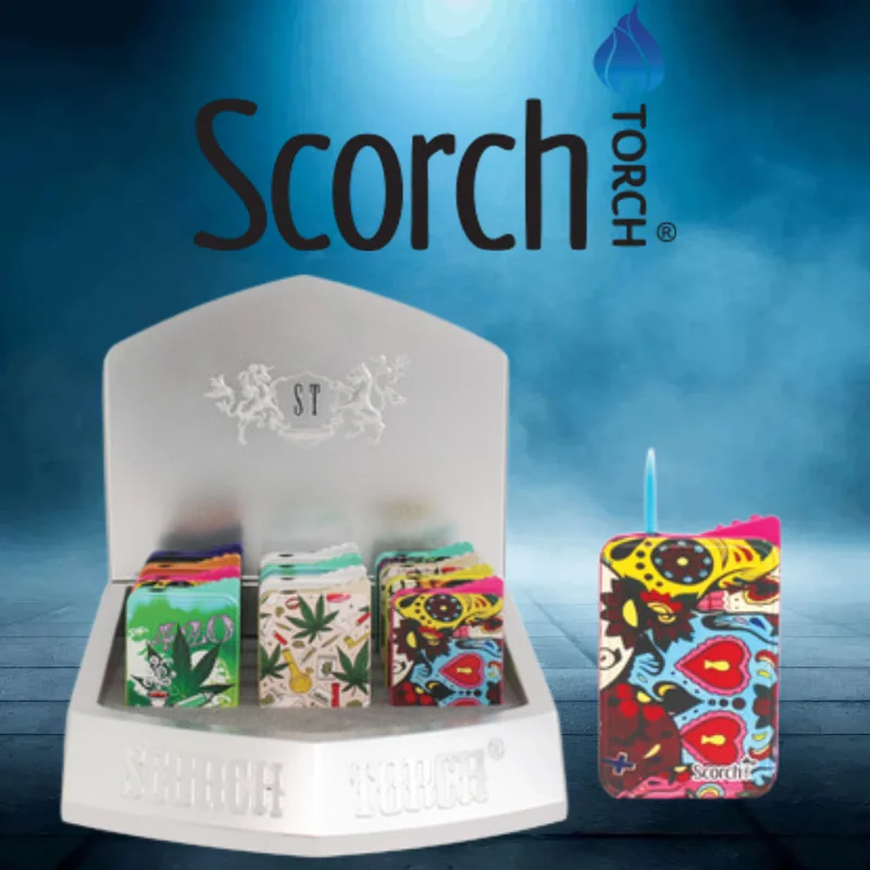 SCORCH TORCH SLIM EMBOSSED DESIGN TORCH DISPLAY OF 12(61711) ST-75