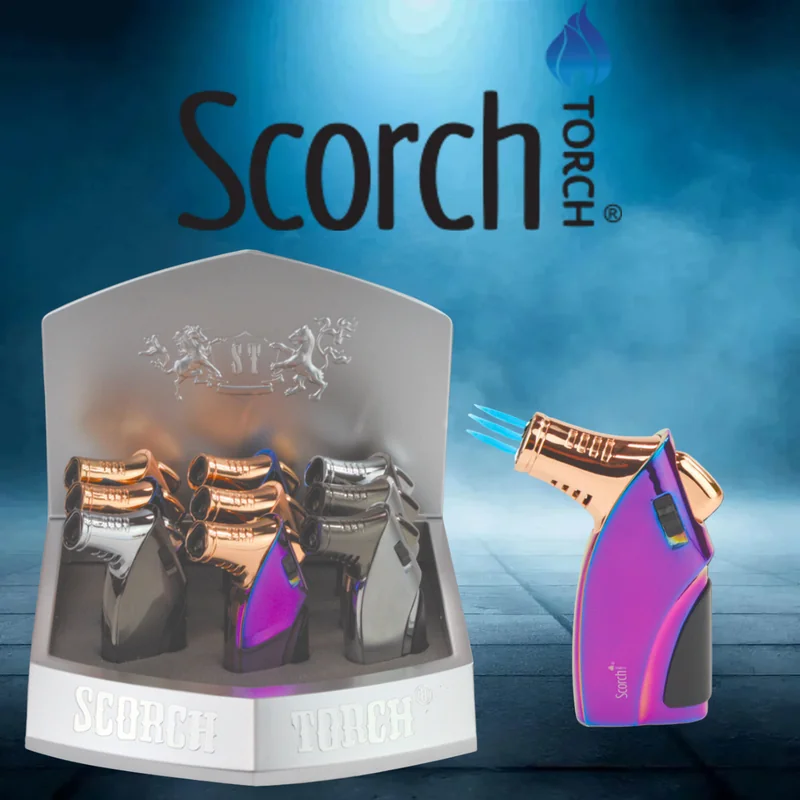 SCORCH TORCH TRIPLE FLAMES TORCH LIGHTER WITH CIGAR PUNCH DISPLAY OF 9 ST-29