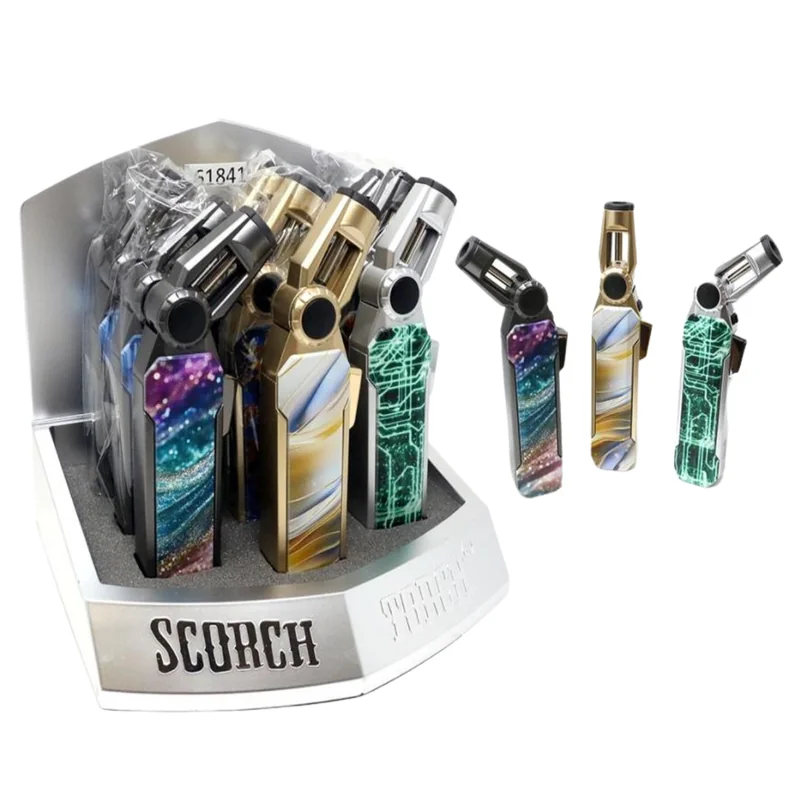 SCORCH TORCH WITH FLAME LOCK ASSORTED DESIGNS DISPLAY OF 9 ST-119