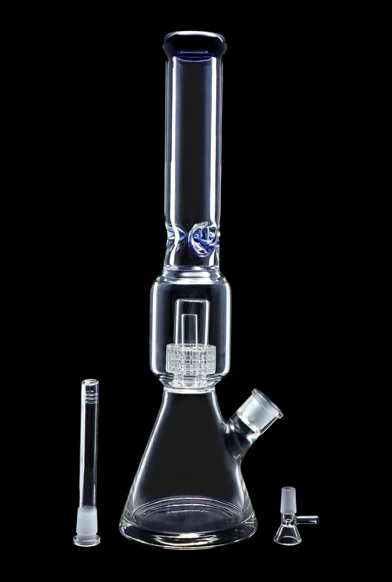 Beaker w/ Perc & Color Mouthpiece - Blue - 16 in.