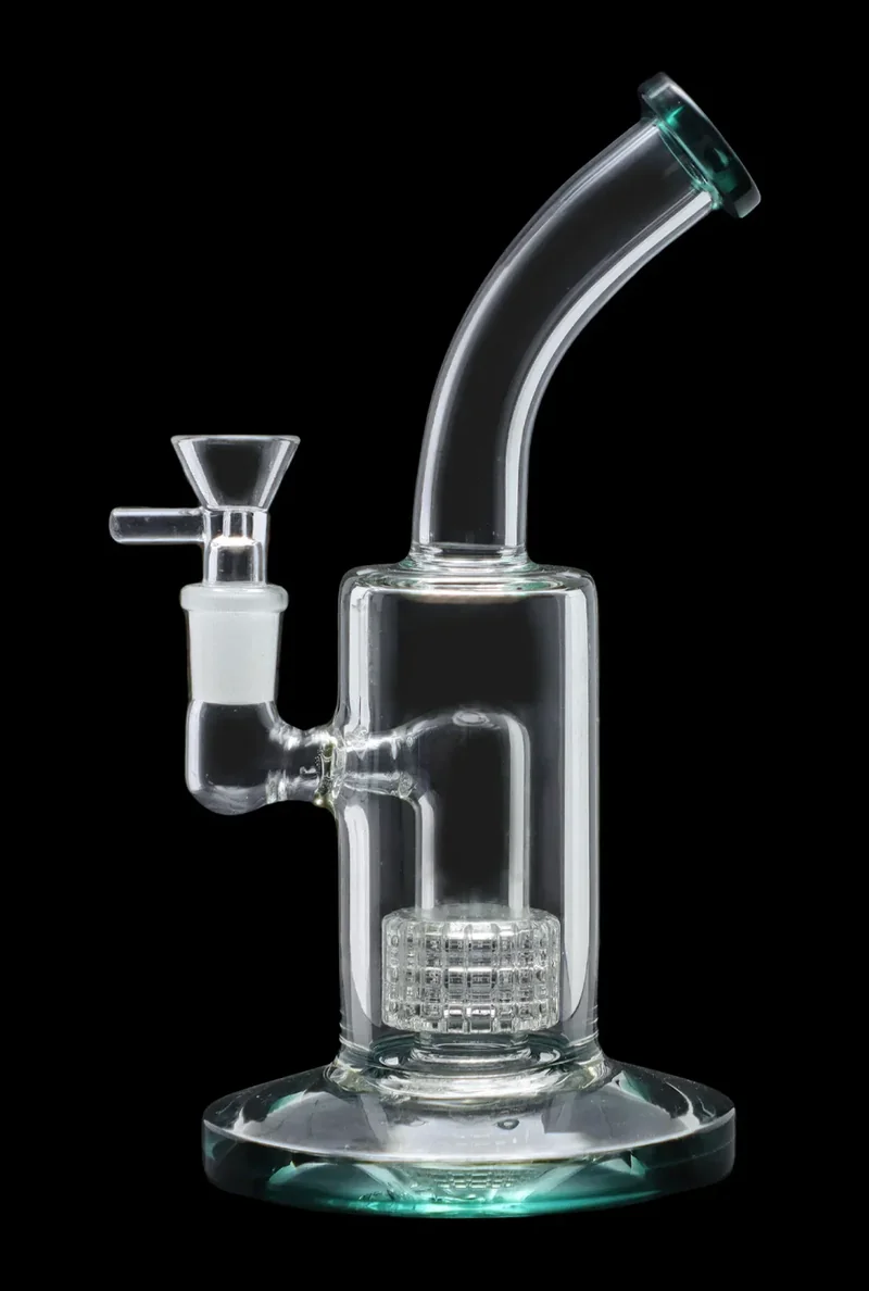 Bent Neck w/ Matrix Perc & Color Accents Bong - 8 in.