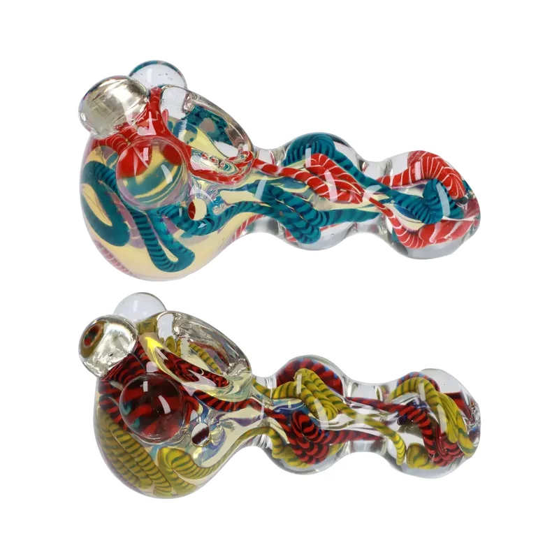 Twisty Color Marble Spoon Pipe - 4.5 in.