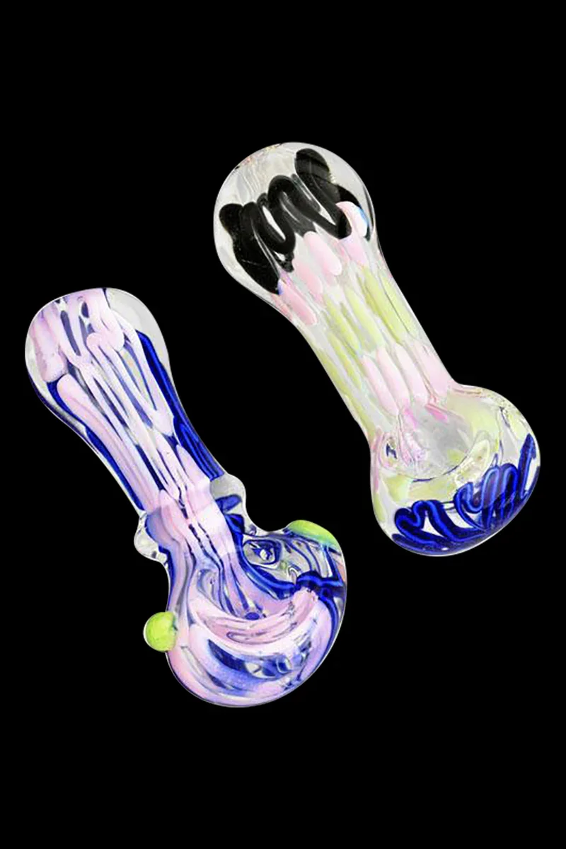 Worked Slime Strands Hand Pipe - 3.5" | Colors Vary
