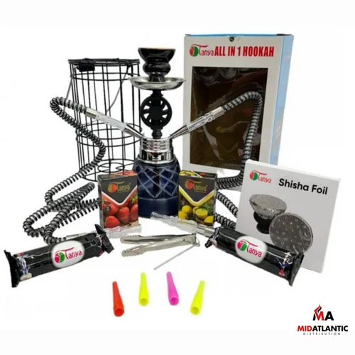 Tanya 14in Double Hose Caged Hookah #3 Retail Kit (Assorted Colors) *Sold As Singles*