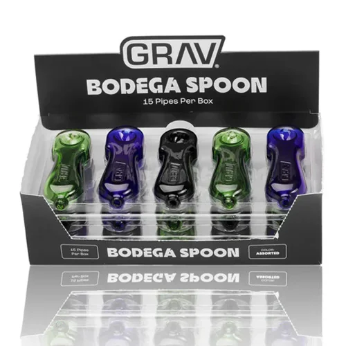 GRAV® - 4" Bodega Spoon - Assorted Colors - Display of 15 (MSRP $10.00ea)