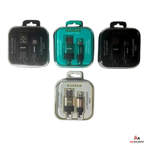 Warner Deluxe Royal Smart Phone Cables In Box (Assorted Colors &amp; Models) *Display of 12*