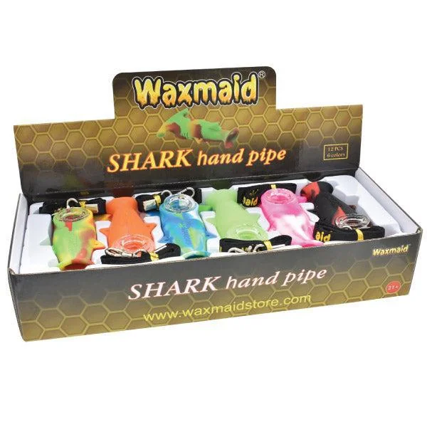 Waxmaid 4.3" Silicone Shark Hand Pipe Color May Vary - (1 or 12 Count)