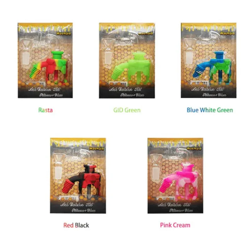 Waxmaid 4.96″ Silicone and Glass Ash Catcher Kit - (Color May Vary)