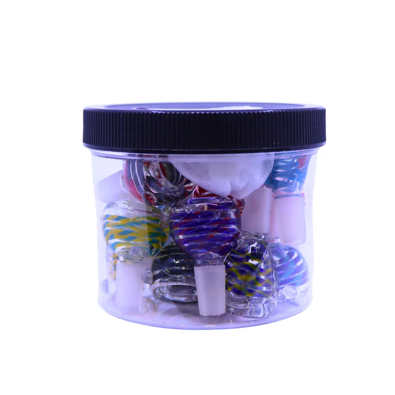 14MM MALE MIX COLOR GLASS BOWL JAR OF 18 (JAR-26)