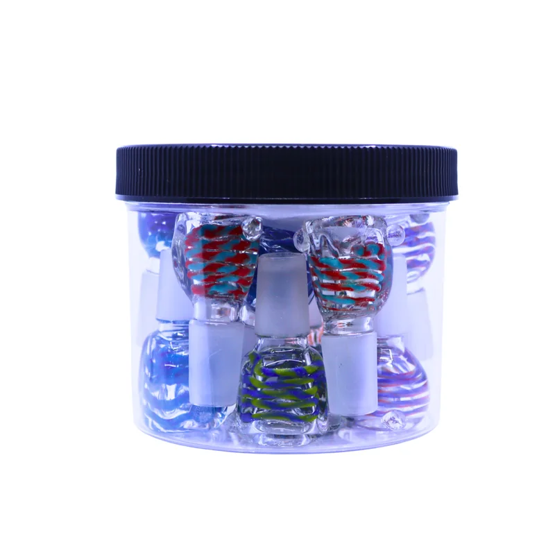 18MM MALE MIX COLOR GLASS BOWL JAR OF 15 (JAR-62)