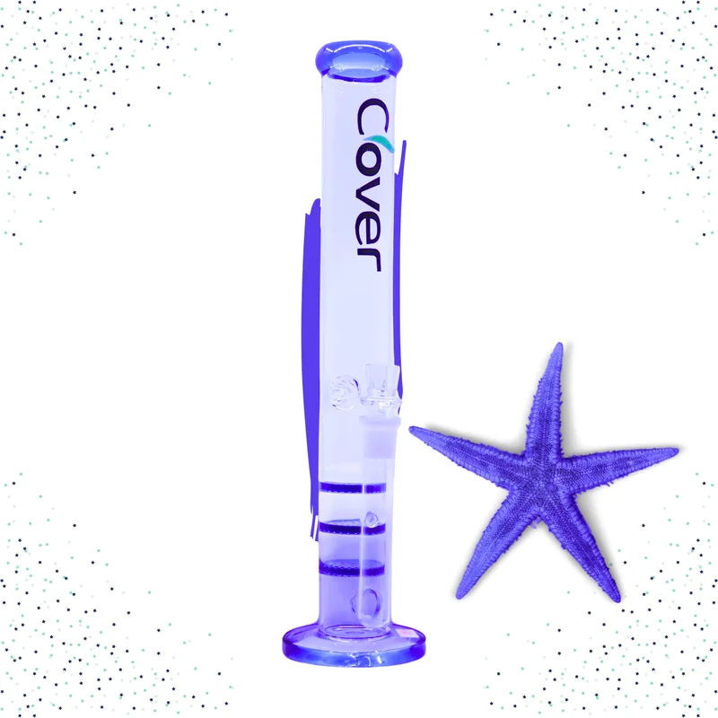 CLOVER DOUBLE PERC GLASS 16" WATERPIPE ASSORTED COLORS (WP-529)
