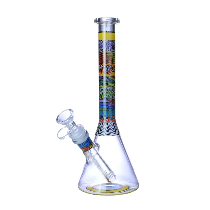 PREMIUM GLASS 10" WATER PIPE WIGWAG DESIGN ASSORTED COLORS (WP-539)