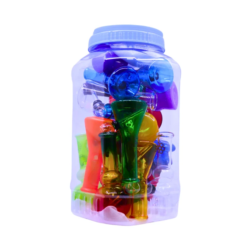 PREMIUM GLASS 5" WATERPIPE ASSORTED COLORS JAR OF 20 (JAR-100)