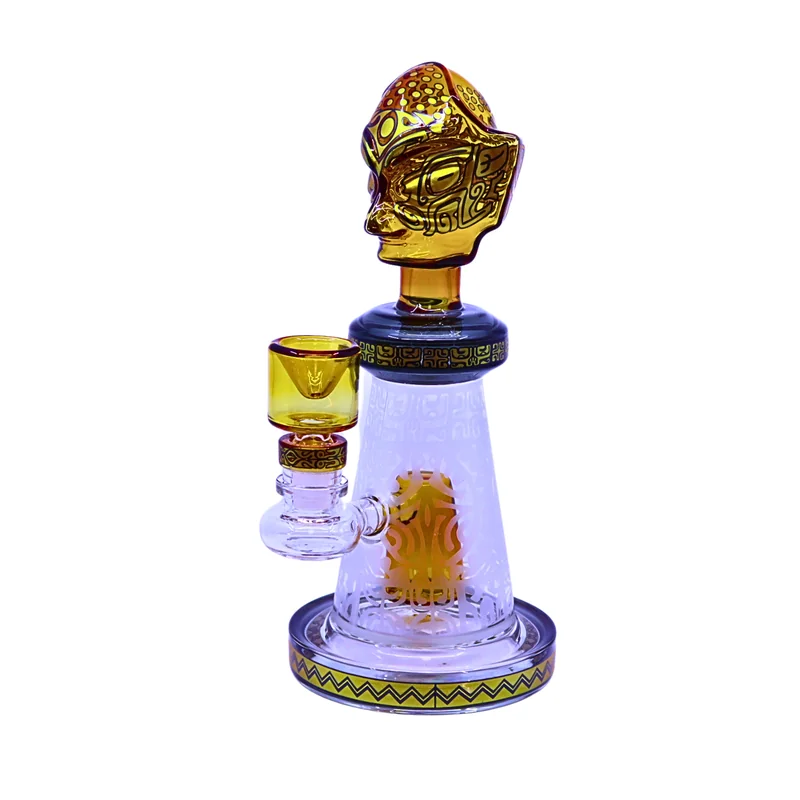 PREMIUM GLASS 9" WATERPIPE ANCIENT SPIRIT DESIGN ASSORTED COLORS (WP-481)