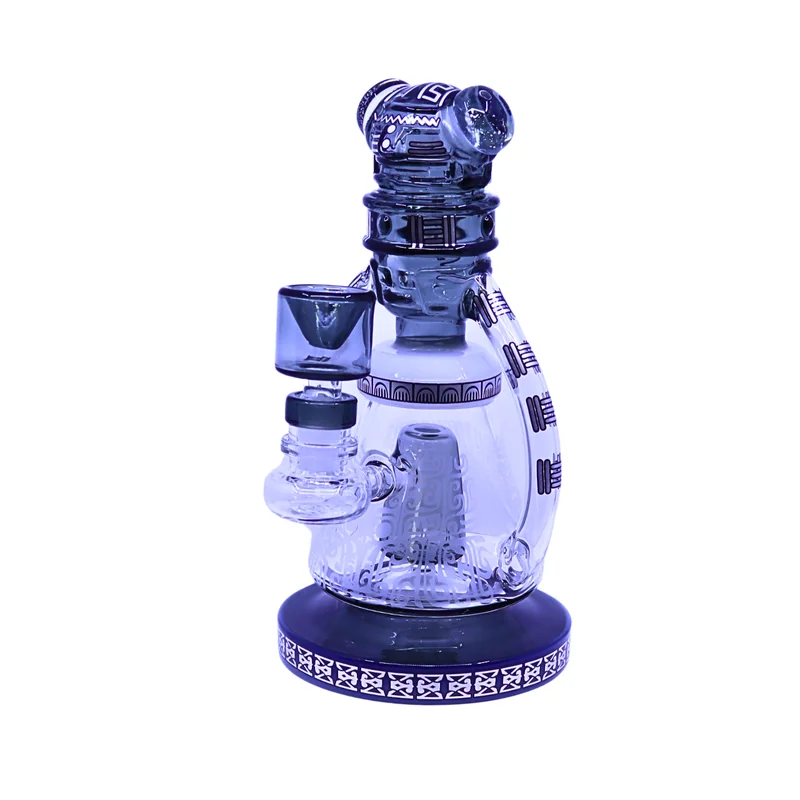 PREMIUM GLASS 9" WATERPIPE AZTEC AURA DESIGN ASSORTED COLORS (WP-489)