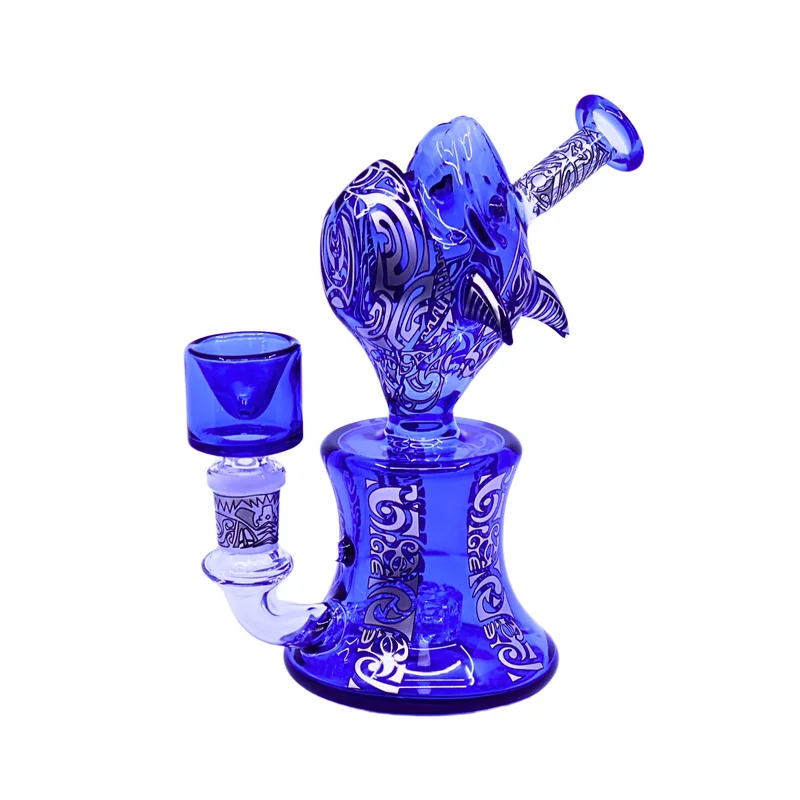 PREMIUM GLASS 9" WATERPIPE BLUE PHOENIX DESIGN ASSORTED COLORS (WP-486)