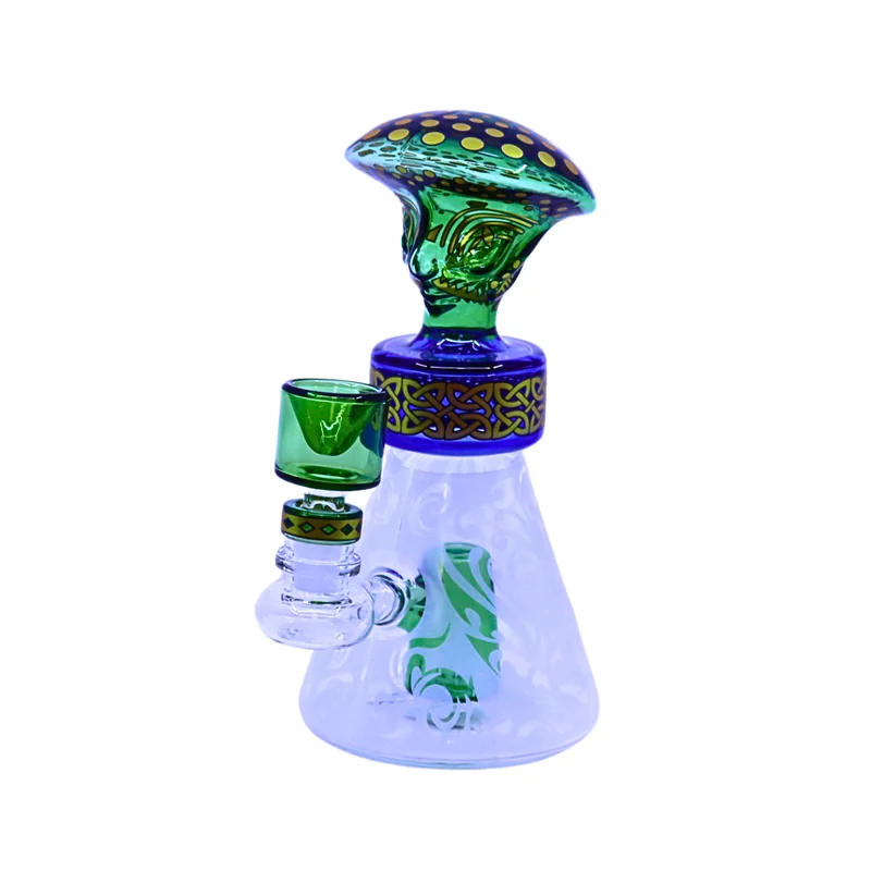 PREMIUM GLASS 9" WATERPIPE MUSHROOM GROVE DESIGN ASSORTED COLORS (WP-485)