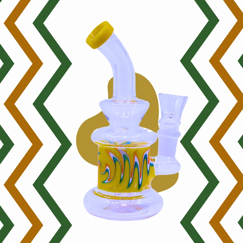 PREMIUM MINI GLASS 6" WATER PIPE WIGWAG DESIGN ASSORTED COLORS (WP-533)