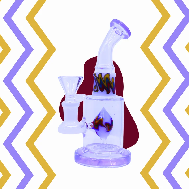 PREMIUM MINI GLASS 7" WATER PIPE DOUBLE STICKER ASSORTED COLORS (WP-532)