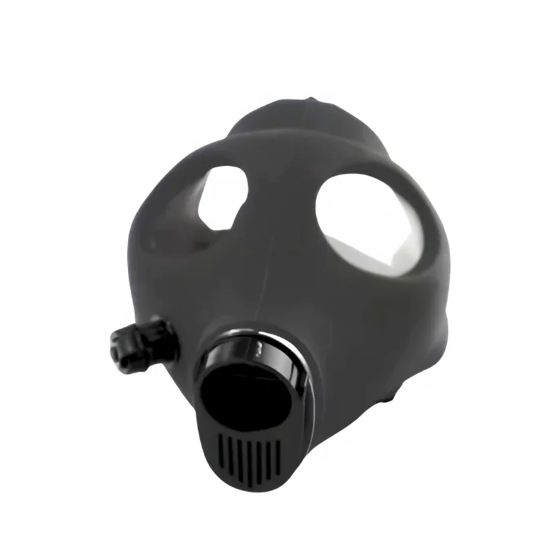 SILICONE BLACK COLORED GAS MASK WITH 8 INCH BONG 