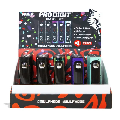 Wulf Mods - Wulf Pro Digit 400mAh Variable Voltage Carto Battery - Assorted 15pk (MSRP $15.00ea)