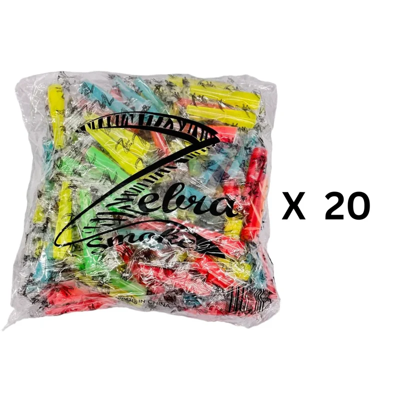 ZEBRA HOOKAH SUPER MALE HOOKAH TIPS ASSORTED COLORS (50CT BAGS) PACK OF 20